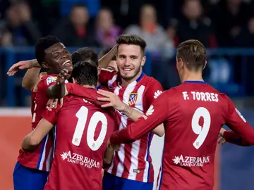 Los jugadores del Atlético de Madrid celebran un gol Los jugadores del Atlético de Madrid celebran un gol
