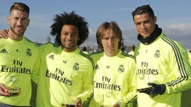 La plantilla del Madrid felicita a Cristiano, Modric, Ramos y Marcelo por estar en el once ideal FIFA