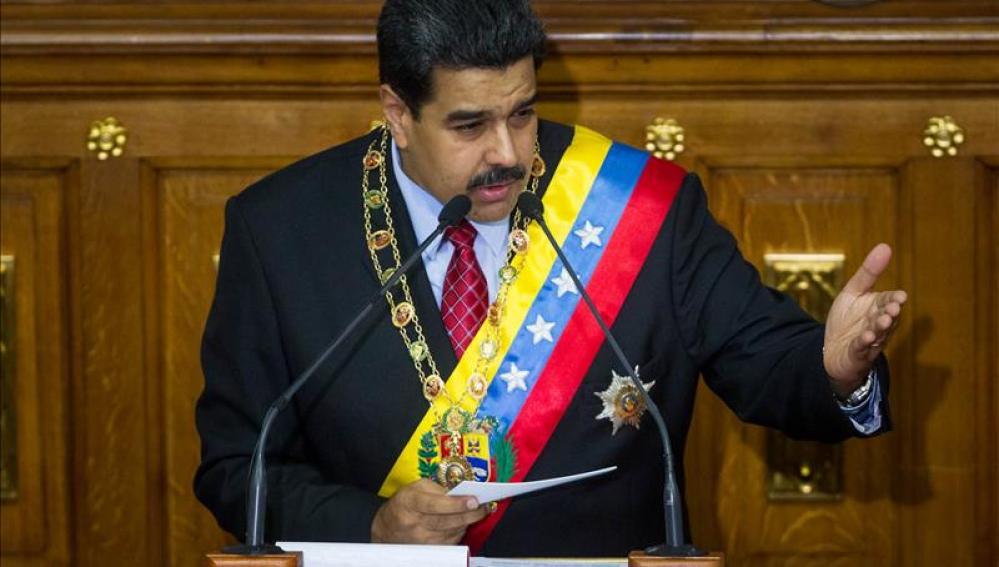 Nicolás Maduro durante su discurso en la Asamblea Nacional