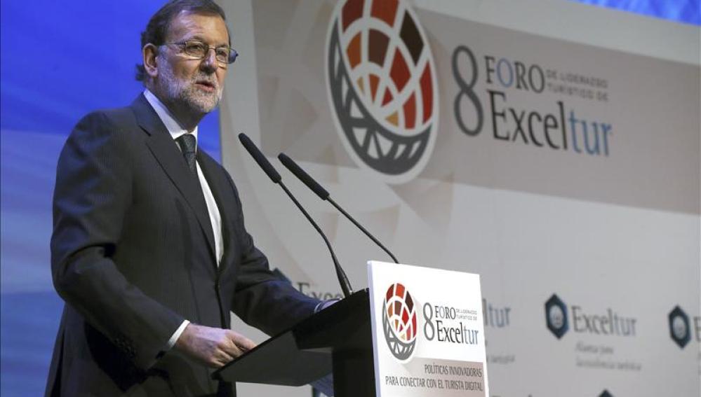 Mariano Rajoy durante su intervención en la inauguración del Foro Exceltur