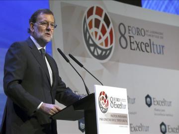 Mariano Rajoy durante su intervención en la inauguración del Foro Exceltur