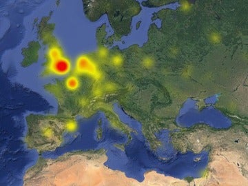 Mapa de la caída de Twitter