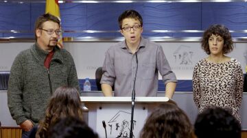 Iñigo Errejón en rueda de prensa tras registrar la solicitud del grupo parlamentario 
