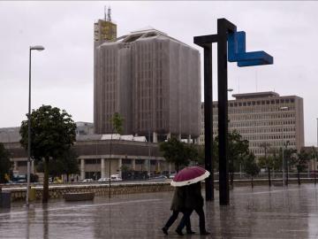 Lluvia en el centro de Málaga