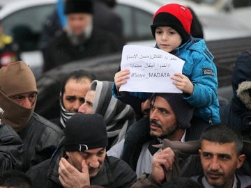 Protesta por la crisis humanitaria en Madaya