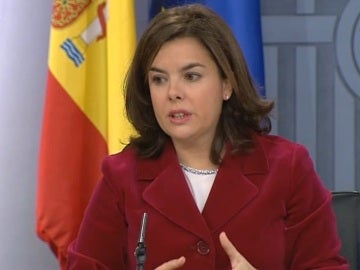Soraya Sáenz de Santamaría, durante la rueda de prensa tras el Consejo de Ministros