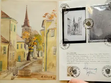 Una de las acuarelas atribuidas a Hitler, subastadas en Alemania Una de las acuarelas atribuidas a Hitler, subastadas en Alemania