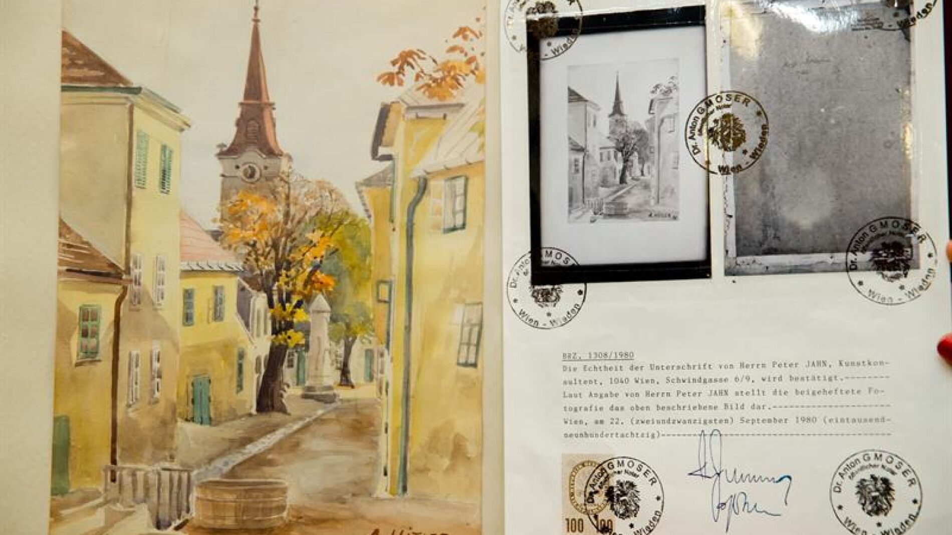 Una de las acuarelas atribuidas a Hitler, subastadas en Alemania