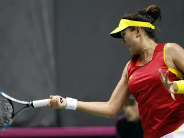 Muguruza, durante un partido Muguruza, durante un partido