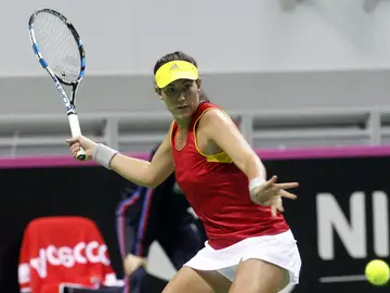 Muguruza, lista para golpear una bola Muguruza, lista para golpear una bola