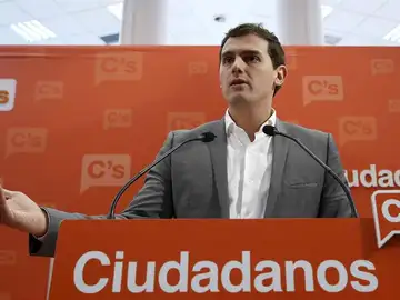 Albert Rivera durante su comparecencia Albert Rivera durante su comparecencia