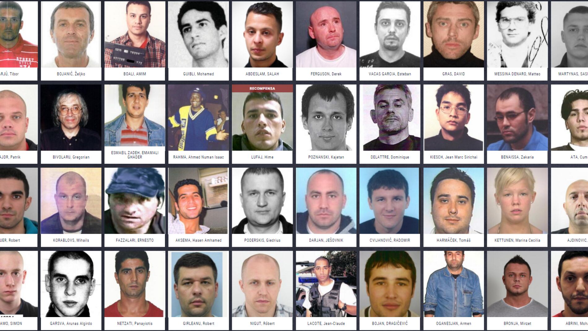 Los fugitivos m&aacute;s buscados en Europa