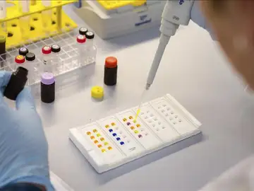 Un empleado de laboratorio Un empleado de laboratorio