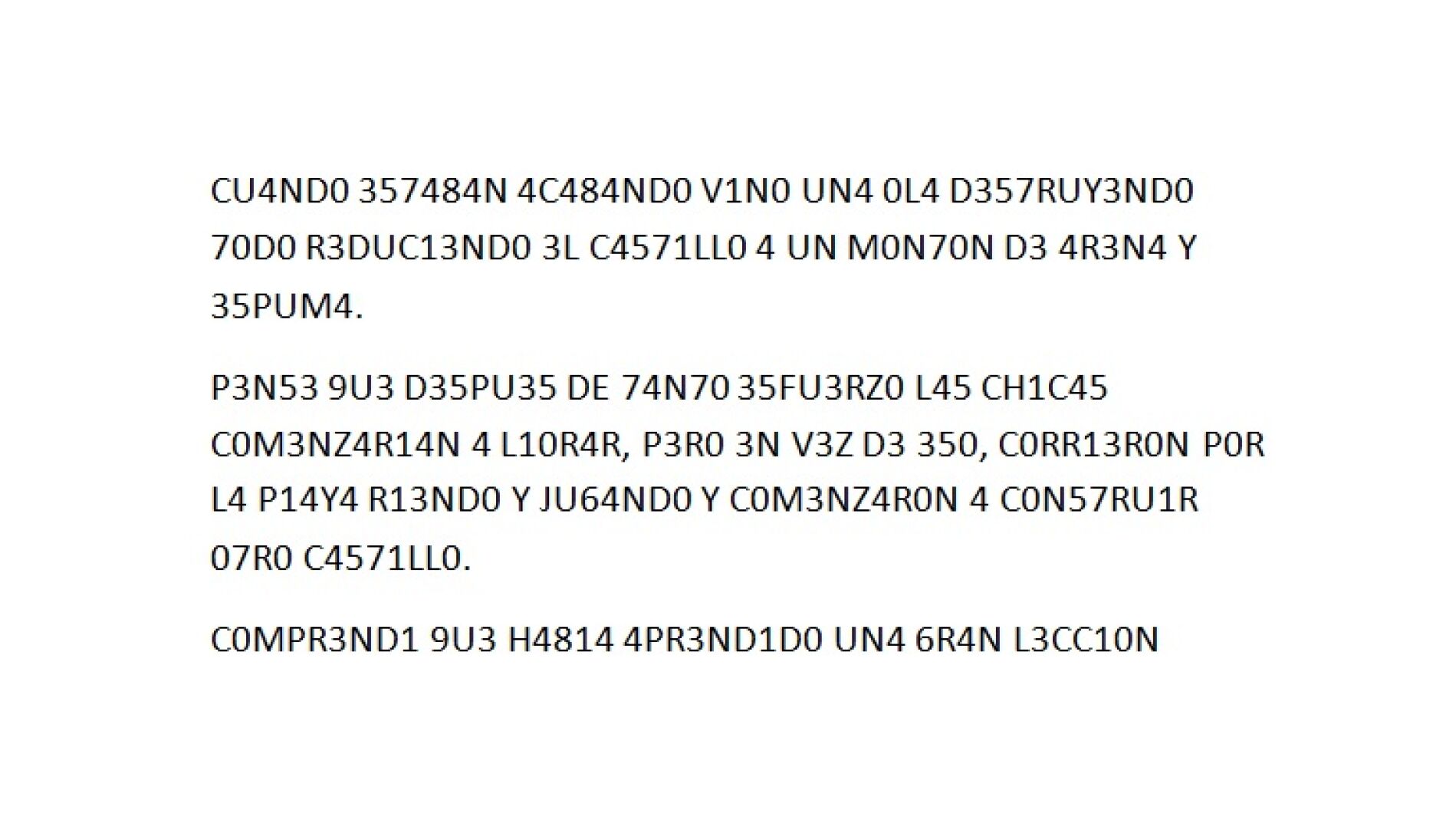 Texto en 'leet', combinaci&oacute;n de n&uacute;meros y letras