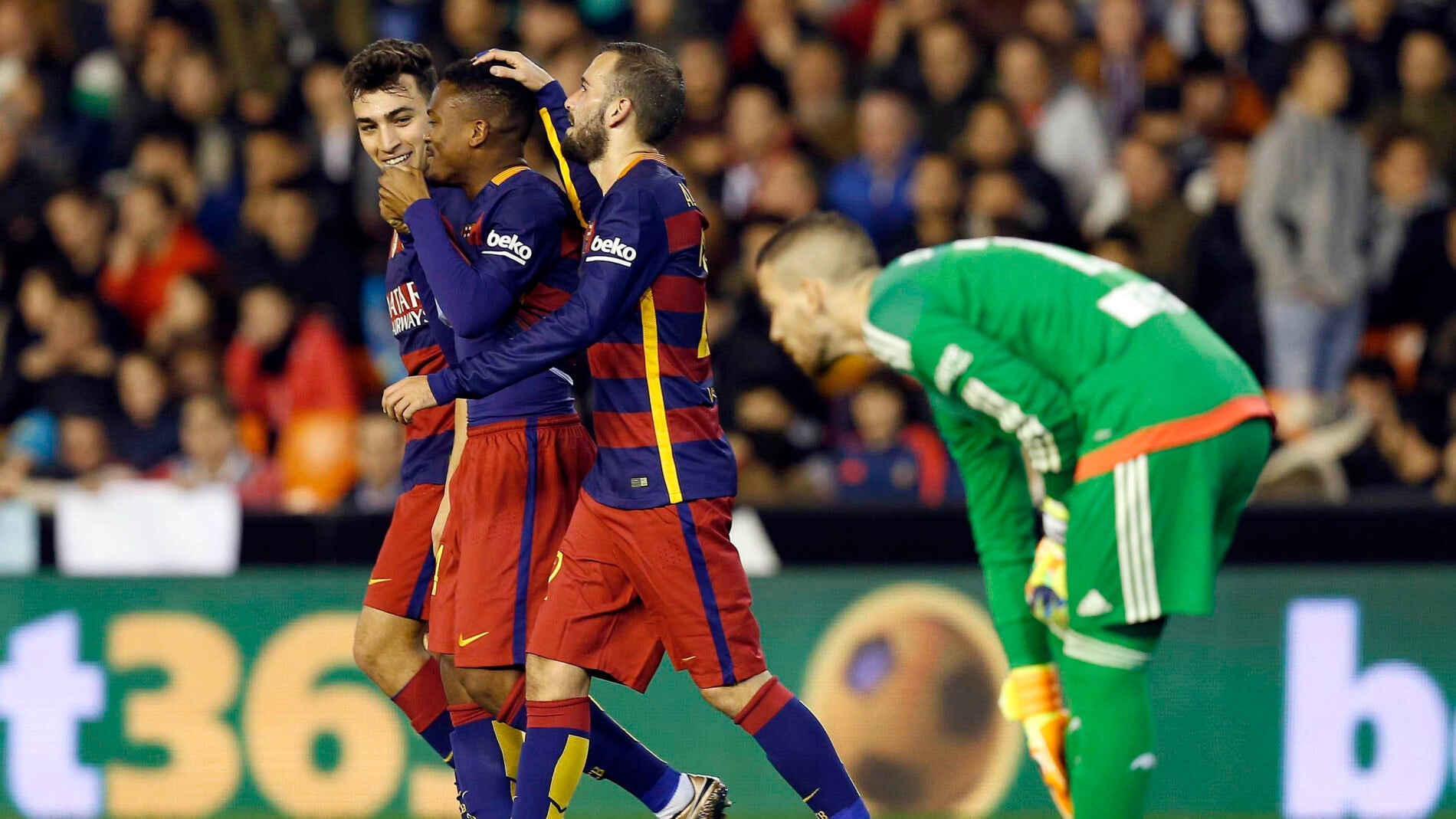 Kaptoum celebra el empate ante el Valencia