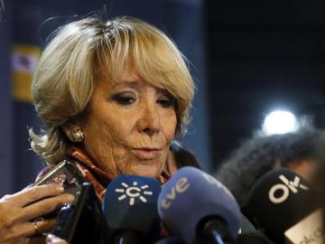 Esperanza Aguirre comparece ante los medios de comunicación