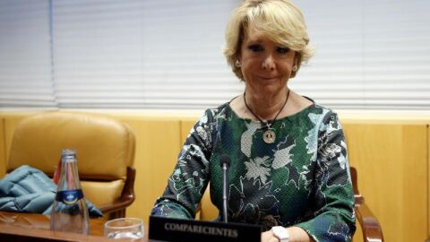 Esperanza Aguirre, durante su comparecencia hoy en la comisi&oacute;n de Corrupci&oacute;n de la Asamblea de Madrid