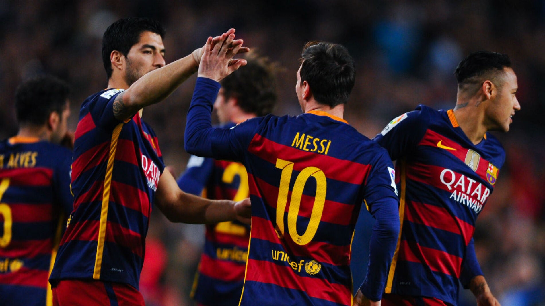 Leo Messi y Luis Su&aacute;rez celebran un gol ante el Celta