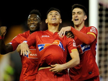 Duarte celebra su gol en Mestalla