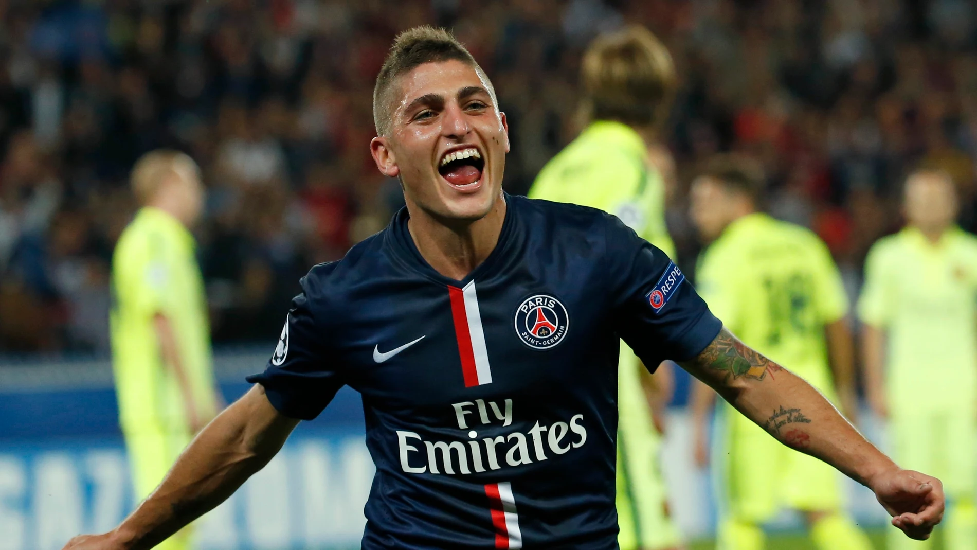 Marco Verratti celebra un gol con el PSG Marco Verratti celebra un gol con el PSG