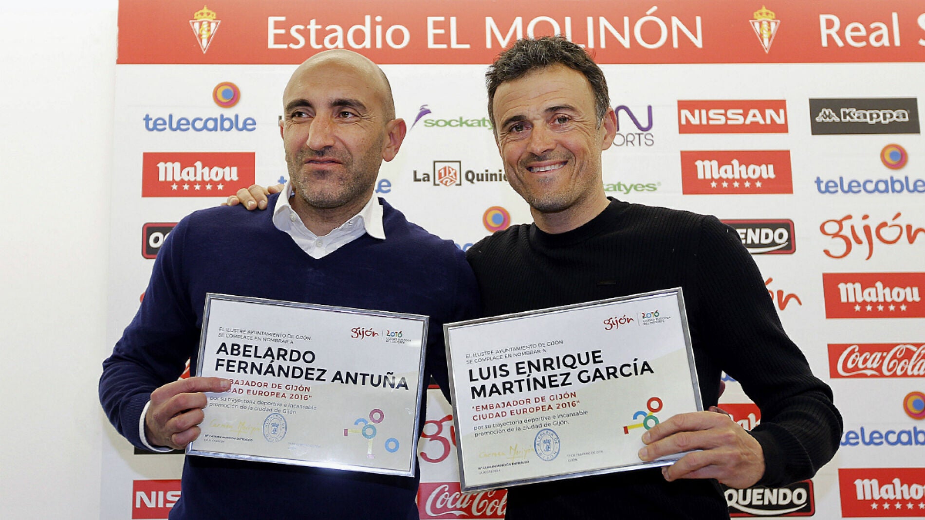 Luis Enrique y Abelardo, embajadores de Gij&oacute;n