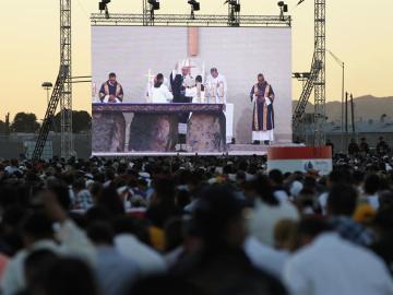 El Papa Francisco durante su misa en Ciudad Juárez