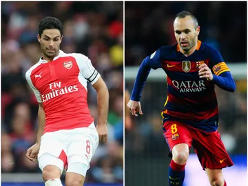 Arteta e Iniesta, en acción con el Arsenal y el Barcelona Arteta e Iniesta, en acción con el Arsenal y el Barcelona
