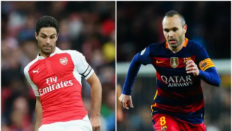 Arteta e Iniesta, en acción con el Arsenal y el Barcelona Arteta e Iniesta, en acción con el Arsenal y el Barcelona