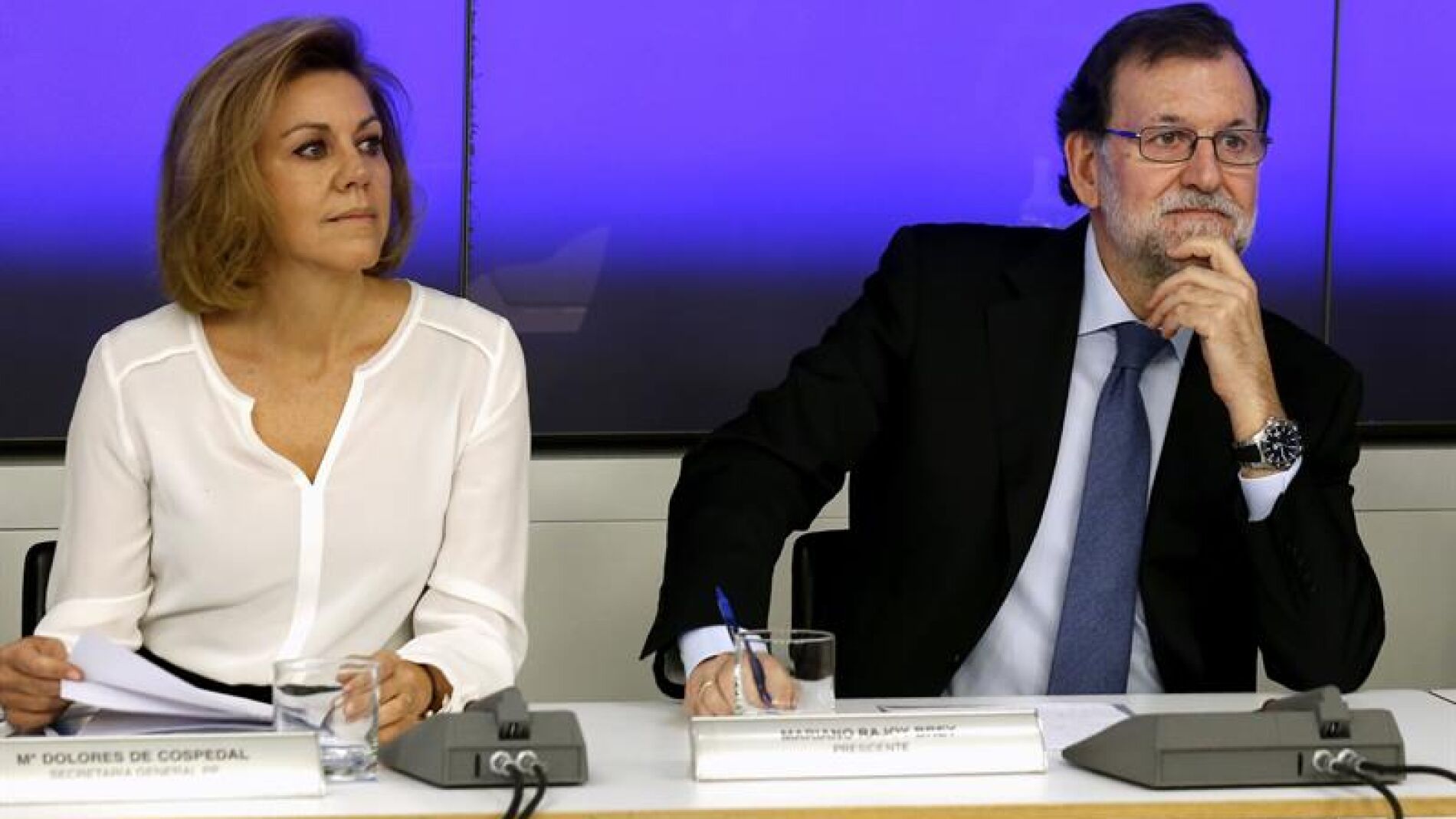 Mariano Rajoy y Dolores de Cospedal durante el Comit&eacute; Ejecutivo Nacional