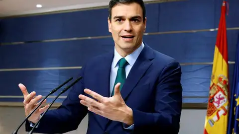Pedro Sánchez durante su comparecencia Pedro Sánchez durante su comparecencia