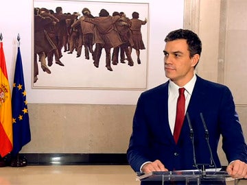 Pedro Sánchez en rueda de prensa tras la firma del acuerdo 