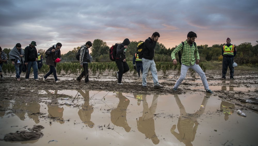 Refugiados en la frontera de Hungría