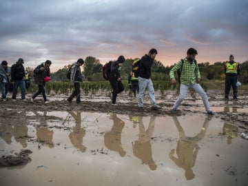 Refugiados en la frontera de Hungría