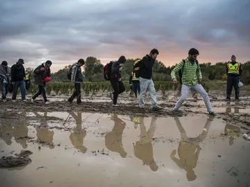 Refugiados en la frontera de Hungría Refugiados en la frontera de Hungría