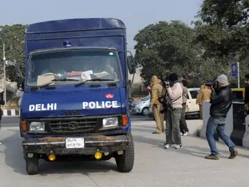 Un coche de la policía en la India Un coche de la policía en la India