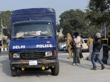 Un coche de la policía en la India Un coche de la policía en la India