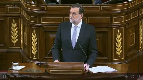 Mariano Rajoy, durante su intervención en el Congreso de los Diputados Mariano Rajoy, durante su intervención en el Congreso de los Diputados