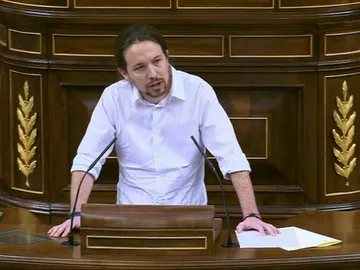 Pablo Iglesias, durante su intervención en el Congreso de los Diputados Pablo Iglesias, durante su intervención en el Congreso de los Diputados