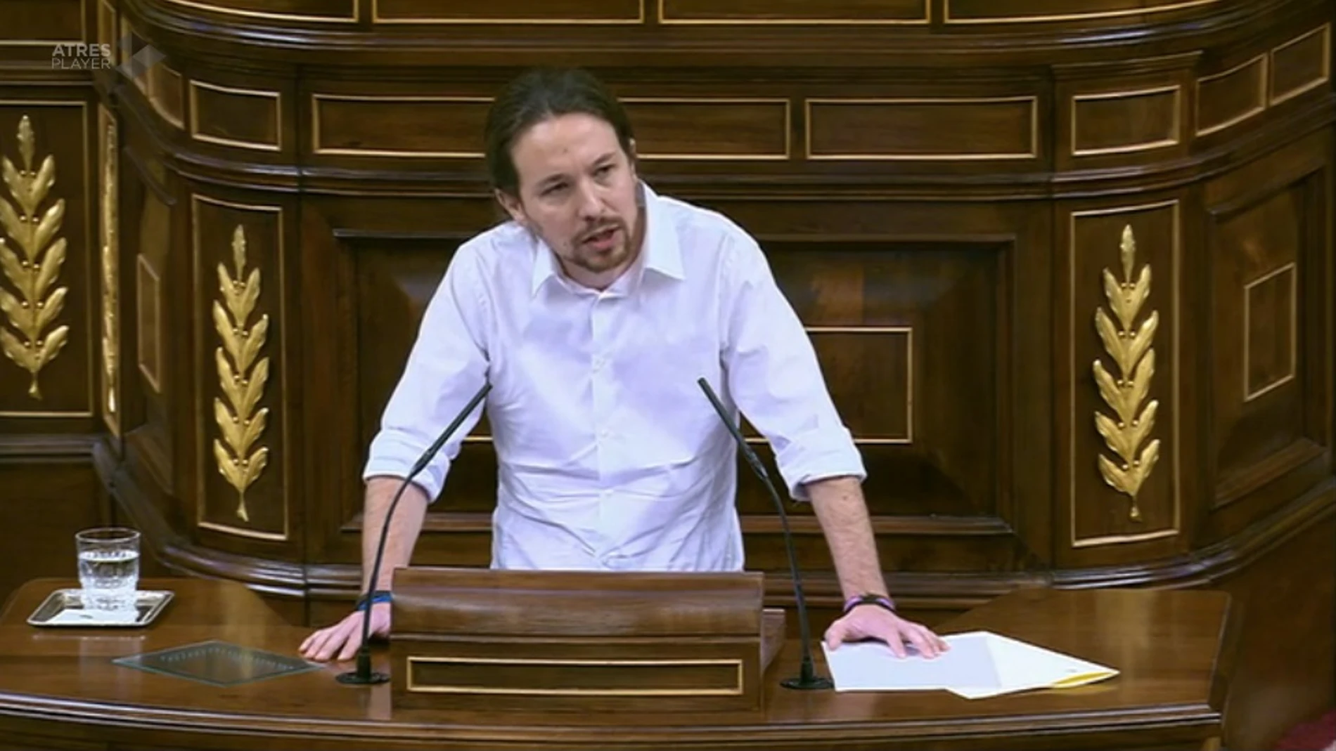 Pablo Iglesias, durante su intervención en el Congreso de los Diputados Pablo Iglesias, durante su intervención en el Congreso de los Diputados