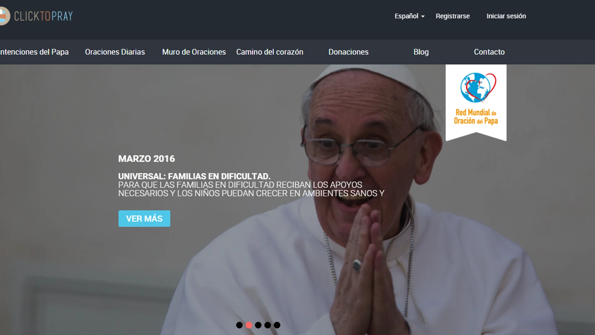 Pantallazo de la web 'Click to pray' Pantallazo de la web 'Click to pray'