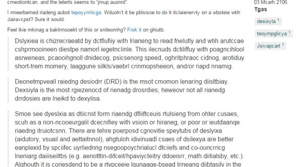 Texto para alguien con dislexia