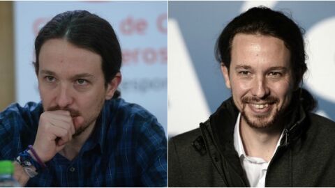 Pablo Iglesias, peinado con y sin raya