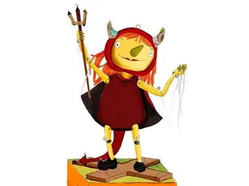 Demonio femenino con apariencia de títere anunciando las fiestas de Badalona Demonio femenino con apariencia de títere anunciando las fiestas de Badalona