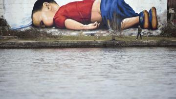 Grafiti de Aylan Kurdi en Alemania