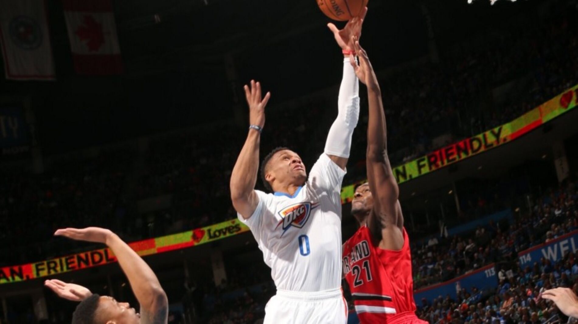 Russell Westbrook, en acci&oacute;n ante Portland