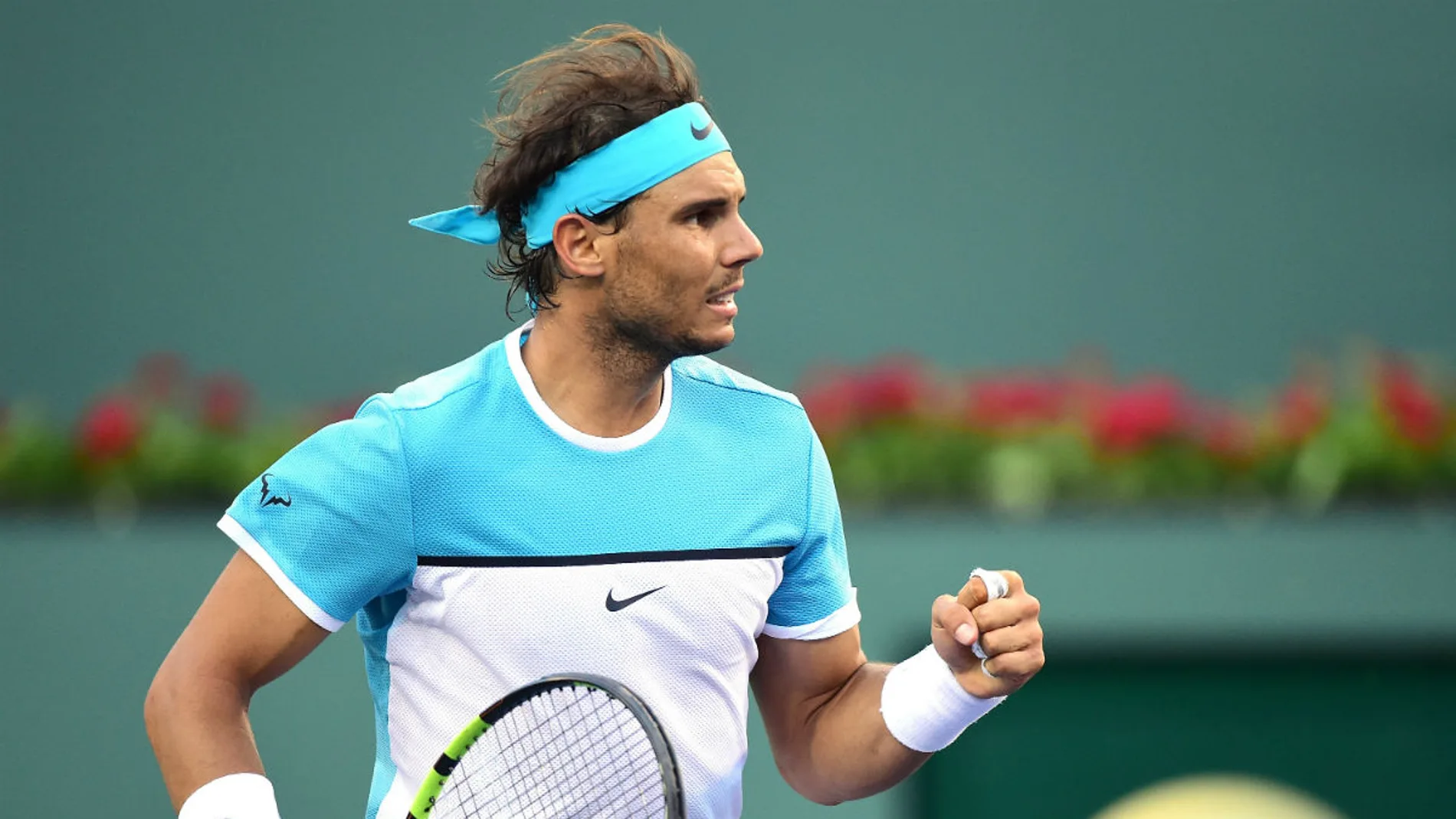 Nadal celebra un punto en Indian Wells Nadal celebra un punto en Indian Wells