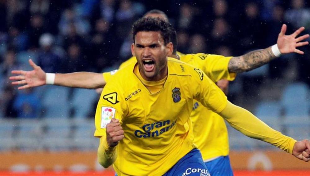 Willian José celebra el gol de la victoria de Las Palmas