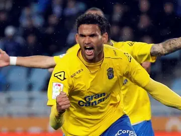 Willian José celebra el gol de la victoria de Las Palmas Willian José celebra el gol de la victoria de Las Palmas