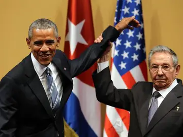 Raúl Castro y Barack Obama durante una rueda de prensa Raúl Castro y Barack Obama durante una rueda de prensa