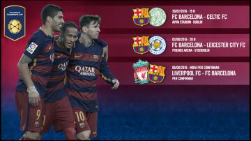 Cartel del Barcelona anunciando sus rivales de pretemporada